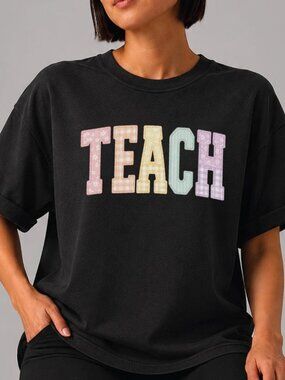 Teacher Shirt, Teach Shirt Pastel Patchwork Style Tee